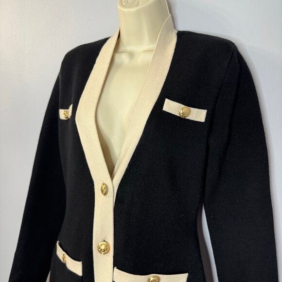 Express Tipped Novelty Button Sweater Jacket Black Preppy Casual Wardrobe Sz S - Picture 6 of 13